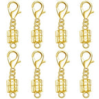 925 Silver Magnetic Necklace Clasp with Lobster Clasp,Magnetic Necklace Clasps and Closures for Bracelet Necklace Extender (8golden) - color: 8golden
