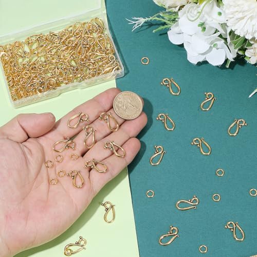 PH PandaHall 100 Sets Tibetan S Hook Clasp S Hook Ring Antique Golden Toggle Clasps Closure Metal Alloy Jewelry Clasps Connector for Necklace Bracelet DIY Jewelry Making, 20.5mm Long - color: Antique Golden