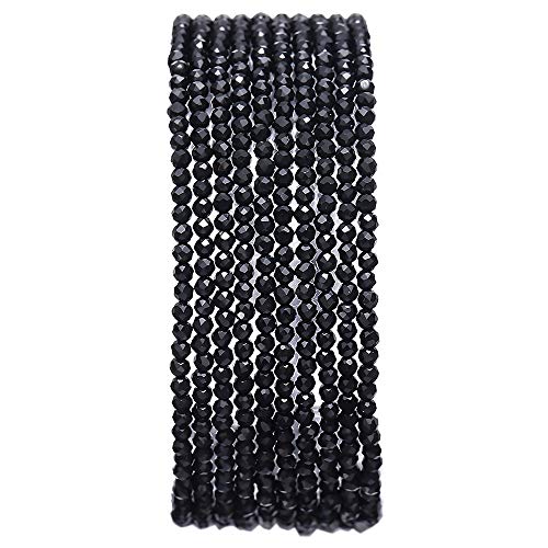 BEADIA Faceted Natural Flint Stone Round Loose Semi Gemstone Beads for Jewelry Making 2-2.5mm 38cm - color: Flint Faceted, size: 2-2.5mm