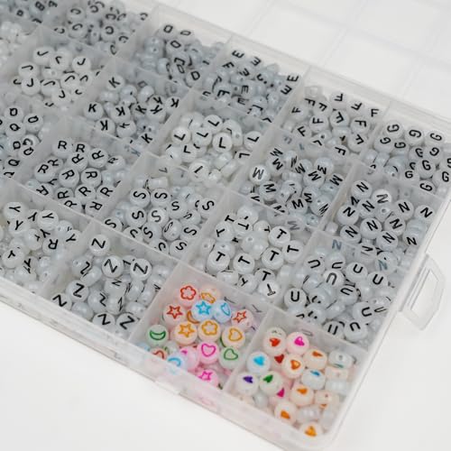 Melius 1450Pcs Acrylic Glow Letter Beads, Alphabetical Glowing in The Dark Beads in 28 Grid Box for Jewelry Making, DIY Bracelets, Necklaces, Key Chains (Glowing, 4x7mm) - color: Glowing, size: 4x7mm