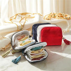 Travel Jewelry Organizer Case, Small Jewelry Pouch Bags with Zipper & Tassel, Travel Jewelry Case for Earrings Necklaces Rings Bracelets Brooches, Travel Gifts for Women - color: Wine Red