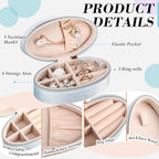 Kenning 12 Pcs Small Velvet Travel Jewelry Box Mini Jewelry Case Portable Organizer Pouch Bridesmaid Proposal Gift for Women (Oval) - style: Oval