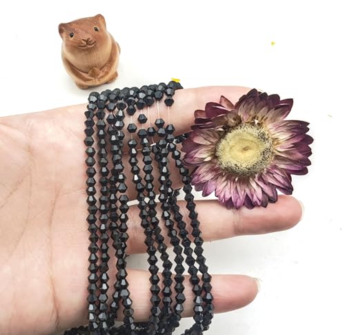 3mm4mm 1100pcs 800pcs Bicone Beads Crystal Glass Faceted Beads for Necklace Bracelet Earrings DIY Jewelry Crafts Making Project (3mm Black AB) - color: 3mm Black AB