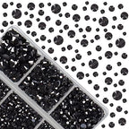 4000Pcs Mixed Size Hot Fix Round Crystals Gems Glass Stones Hotfix Flat Back Rhinestones (Hematite Black) - color: Hematite Black, size: 4000 Count (Pack of 1)