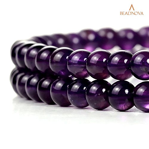BEADNOVA 4mm Natural Amethyst Purple Quartz Gemstone Round Loose Beads for Jewelry Making (90-92pcs) - color: 21) Amethyst Quartz Round Beads, size: 4mm