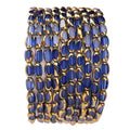 Glass Rice Beads Clear Royal Blue 4x6mm 50pcs Faceted Oval Golden Edge Crystal Loose Beads for DIY Craft Jewelry Making - color: Clear Royal Blue