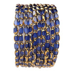 Glass Rice Beads Clear Royal Blue 4x6mm 50pcs Faceted Oval Golden Edge Crystal Loose Beads for DIY Craft Jewelry Making - color: Clear Royal Blue