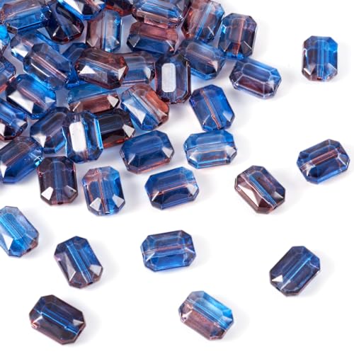 Craftdady 50pcs Trasparent Acrylic Faceted Octagon Loose Beads Multi-Colors Geometric Rectangle Spacer Beads 15x11mm for Jewelry Craft Making - color: Blue, Rectangle Octagon