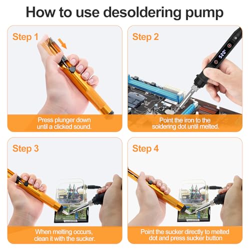 Soldering Iron Kit 80W LED Soldering Gun Adjustable Temp 356-968℉ 15s Fast Heating Electronics Welding Tools Precision Repair with Solder Wire, 5 Soldering Tips, Desoldering Pump, Stand, Tweezers