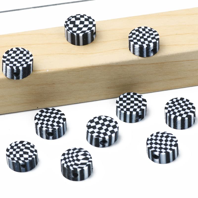 Airssory 100 Pcs Black & White Plaid Squares Beads Polymer Clay Mosaic Bead for Handmade Crafts Jewelry Making Supplies - 10x4.5mm - color: Mosaic Bead_10x4.5mm