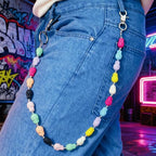 Layered Punk Pants Chain for Men Women, Gothic Hip Hop Jean Chain Wallet Chain Biker Trouser Chain, Goth Emo Fashion Keychain Accessories - color: 1L-Colorful Skulls