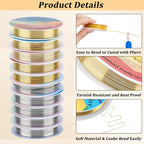 Beebeecraft 206FT 10 Rolls Copper Craft Wire Jewelry Wire Roll 18/20/22/24/26 Gauge Silver Gold Round Electroculture Gardening Artwork Metal Cords for Beading Plants Crafts Projects Jewelry DIY Making