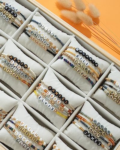 Deinduser 1400 Pieces Letter Beads - 4x7mm White Round for Bracelets Acrylic Jewelry Making Bracelet Alphabet with Black inked, R-W0B - color: White beads with Black inked letter, size: Round 4*7mm