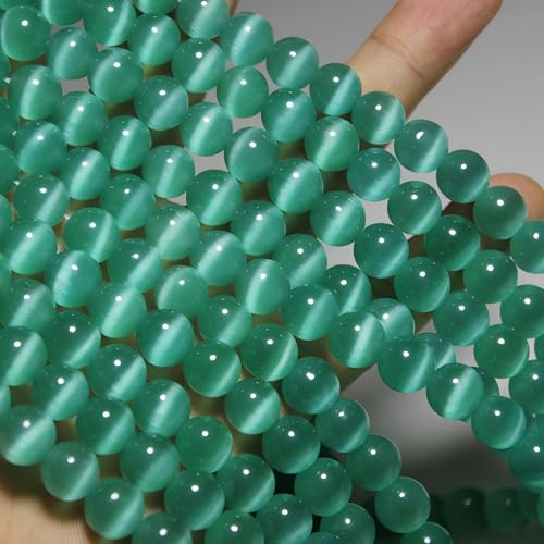 MJDCB 30pcs Blue Green Cat Eye Stone Beads 12mm Round Crystal Loose Bead for Jewelry Making DIY Bracelets Necklace - color: Blue Green, size: 12mm(30pcs)