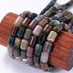 Natural Indian Agate Cylinder Tube Beads 10x14mm 38cm/str Loose Semi Gemstone Stone Beads for Making Bracelets Necklace - color: Indian Agate
