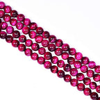 Natural Round AAA+ Pink Tiger Eye Gemstone Loose Beads Energy Stone Healing Power for Bracelet Jewelry Making 1 Strand 15"（6mm,60pcs） - color: pink, size: 6mm