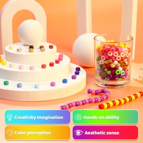Praisebank Pony Beads, 4000pcs Pink, Beads for Jewelry Making, Beads for Crafts, Beads for Hair Braids. - color: Pink