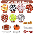 Ouligay 70pcs Sports Beads, 12mm Basketball Baseball Volleyball Football Tennis Softball Beads, Acrylic Beads for Crafts Bracelets Necklace Pendants(7 Styles 10pcs Each)