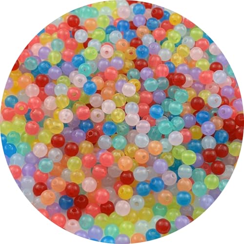 700pcs Acrylic Round Beads for Crafts 6mm Resin Candy Color Spacer Beads with Hole for Jewelry Making Sewing Crafts Decoration Necklaces Bracelets Earrings Supplies(Jelly Mix Colors) - color: Jelly Mix Colors, size: 6mm