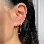 4Pcs Gold Earrings Connector Chains Set for Women, Convertible Dangle Chain for Double Piercings 50mm - color: silver 2pcs