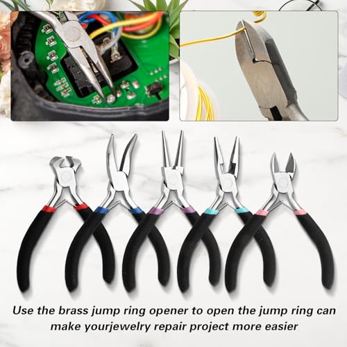 End Cutting Jewelry Pliers,Nail Puller Tool for Carpenter,Repair and Crafts,Wire Wrapping Beading Crafts Pliers-Matte Handle - color: End Cutting Pliers-black Red