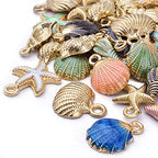 60pcs Alloy Ocean Starfish Seashell Conch Charms Colorful Enamel Ocean Life Sea Animal Pendants Charms Craft Supplies for Woman DIY Jewelry Making Birthday Wedding Party Favor Gifts