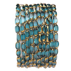 Glass Rice Beads Clear Lake Blue 4x6mm 50pcs Faceted Oval Golden Edge Crystal Loose Beads for DIY Craft Jewelry Making - color: Clear Lake Blue