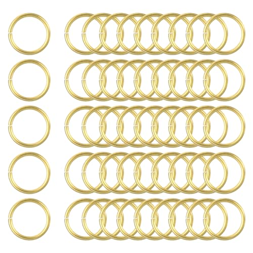 uxcell 50Pcs Open Jump Rings, 8mm/0.31" OD Brass Jump Ring Connectors 1mm Thick O Rings for Necklaces Bracelet Jewelry Making Keychain DIY Craft, Gold Tone - size: 8mmx1mm