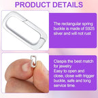 Pndeyo 2pcs 925 Sterling Silver Jewelry Clasps, Hypoallergenic Necklace Enhancer Shortener, Spring Bail Clasp Rings Connector Clips for Bracelet Anklet Jewelry Making- Silver