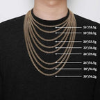 HZMAN Cuban Chain for Men - Stainless Steel Gold & Silver Diamond Cut Hip Hop Link Chains - 3.5mm/5mm/7mm/9mm - 16-30 Inch - color: 3.5mm Gold, size: 20In