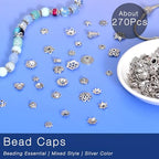 stino 270PCs Metal Bead Caps for Jewelry Making, Silver Bracelet Earrings Necklace Findings & Supplies 512 (Bead Cap （270Pcs）) - color: Bead Cap （270Pcs）
