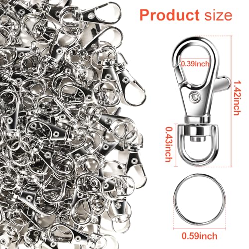 LEOBRO 60PCS Lobster Claw Clasps and Key Rings, 30PCS Keychains Clips and 30PCS Key Chain Ring, Keychain Making kit for Key Chain, Jewelry Making, Art Crafts, Silver