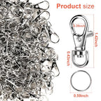 LEOBRO 60PCS Lobster Claw Clasps and Key Rings, 30PCS Keychains Clips and 30PCS Key Chain Ring, Keychain Making kit for Key Chain, Jewelry Making, Art Crafts, Silver