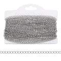 33 Foot Stainless Steel Curb Chains, 3mm Stainless Steel Extender Chains Silver Tarnish Resistant Link Chain for Necklace Bracelet Earring Jewelry Making DIY Craft