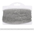33 Foot Stainless Steel Curb Chains, 3mm Stainless Steel Extender Chains Silver Tarnish Resistant Link Chain for Necklace Bracelet Earring Jewelry Making DIY Craft