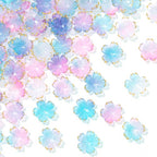 100pcs Cherry Blossom Beads, 5-Petal Gradient Acrylic Flower Beads, Mini Spacer Hair Accessories Halloween Christmas for Bracelets Earring Jewelry Making- Blue & Purple2 - color: Blue & Purple2