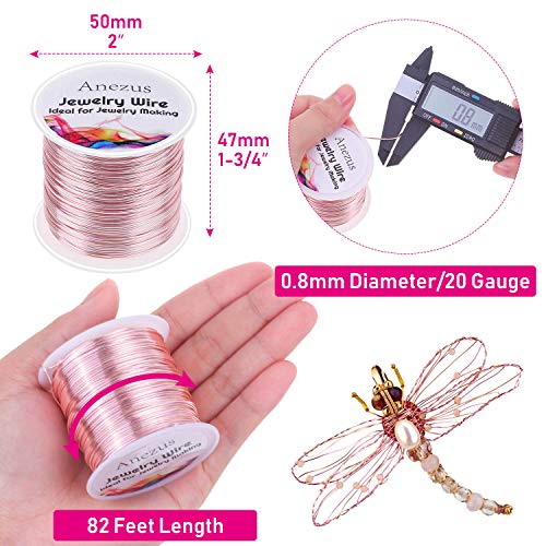 anezus 20 Gauge Jewelry Wire, 28 Yards Craft Wire Tarnish Resistant Copper Beading Wire for Jewelry Making Supplies and Crafting(Rose Gold) - color: Rose Gold Pink