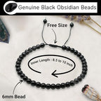 Amazing Gemstone Crystal Anklet Ankle Bracelets for Women - Waterproof Beaded Healing Crystal Anklets, Plus Size Chakra Gemstone Bead Anklet - color: Black Obsidian, style: Plain