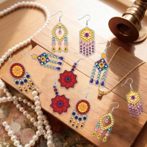 BEUNITONE Retro Fringe Earring Making Kit, Diamond Art Craft Supplies with 12 Designs, Crystal Beads and Findings for Adults DIY Jewellery Creating Gift - style: Tassel