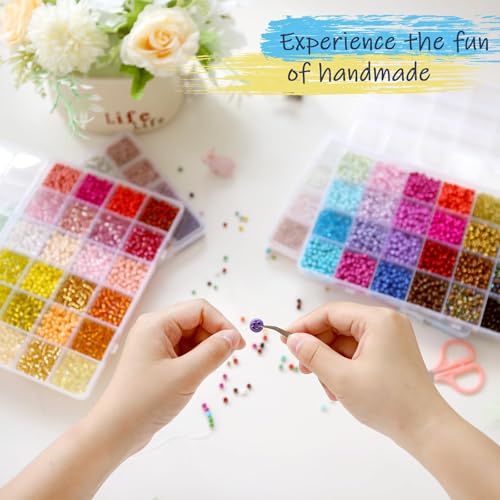 EFIVS ARTS Seed Beads 96 Colors 4MM Small Beads Kit Tiny Bracelet Waist Beads Set with Pendant Charms Letter Beads Kit for Concert Bracelets DIY Making - color: 96 Colors