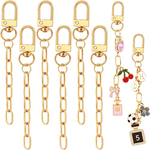 Hzopcw 6pcs Keychain Making Kit, Gold Key Ring Swivel Snap Hook Chains, Alloy Extender Keychain Bag Charm Kits for DIY Crafts Jewelry Making Handbag Purses- A Style - color: Gold-6pcs-A Style