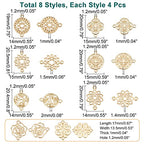 SUPERFINDINGS Baroque Style Links Connectors Gold Double Hole Pendant Connector Flower Flat Round Chinese Knot Connector Charms for DIY Jewelry Making - size: 17-20x13-19mm