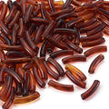 100 pcs Acrylic Tube Beads for Bracelets Amber Bangle Acrylic Beads Transparent Curved Chunky Bamboo Tube Bead for Jewelry Making Earring Crafts - color: Brown-100pcs