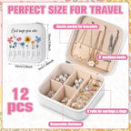 Kacctyen 12 Pieces Mini Travel Gift Jewelry Case Bulk God Says You Are Gifts for Women Christian with Flowers Mother's Day Church Gift for Secretary Day Birthday Inspirational Leather Jewelry Case - color: Bible