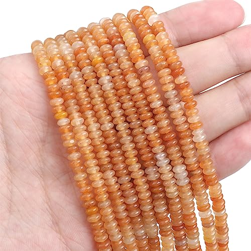 BEADIA Natural Red Aventurine Spacer Beads Caps Rondelle Disk Loose Beads for Beading Jewelry Making 4mmx2mm 38cm - color: Red Aventurine, size: Rondelle Disk 4mm x 2mm