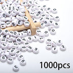 1000pcs Acrylic Number Beads 0-9 Round Number Beads 4x7mm Mixed Number Beads for Jewelry Making and DIY Bracelets, Necklaces, Key Chains (White/Black) - color: Black-White
