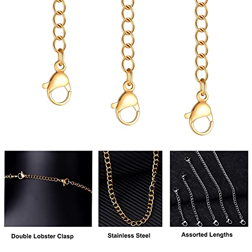 5Pcs Gold Stainless Steel Necklace Extender Chain Necklace Extenders for Bracelet Anklet Stainless Steel Chain Extenders for Jewelry Making (2in 3in 4in 5in 6in) - color: Gold