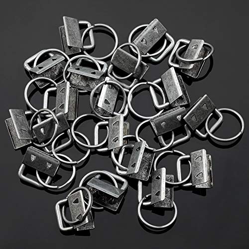SPEEDWOX Glass Breaking Pliers with 20 Pcs 0.8 Inch Key Fob Hardware Set with Keychain Split Rings Webbing Fabric Strapping Wristlet Set Dark Nickel Breaking Pliers Tools with Rubber Tips - size: 0.8" Dark Nickel