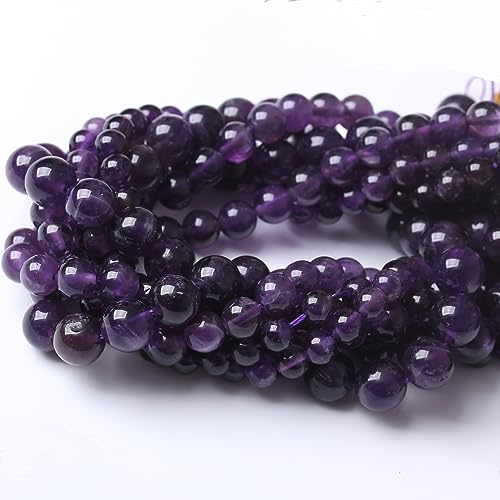6MM Amethyst Round Loose Beads Natural Gem Beads Crystal Energy Stone Beads for Jewelry Making DIY Bracelet Necklace - color: Amethyst, size: 6MM