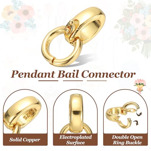 PATIKIL 2 Pcs Bails for Jewelry Making, 12.5mm Pendant Bail Connector Double Bail Clasps for Bracelet Necklace Pendants Dangle Charm DIY Craft, Gold